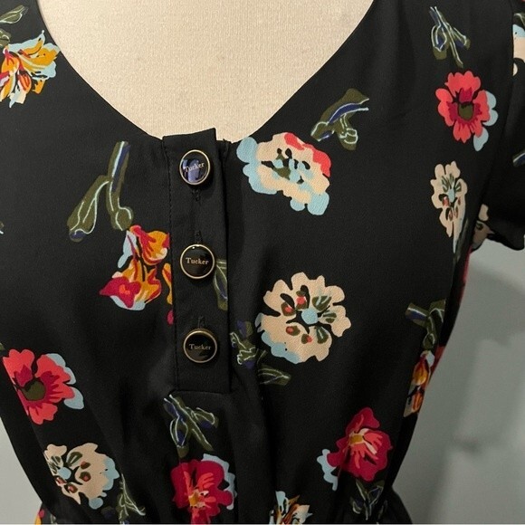 Tucker for Target Black & Pink Floral Print Short Sleeve Dress Size Medium - Picture 5 of 11